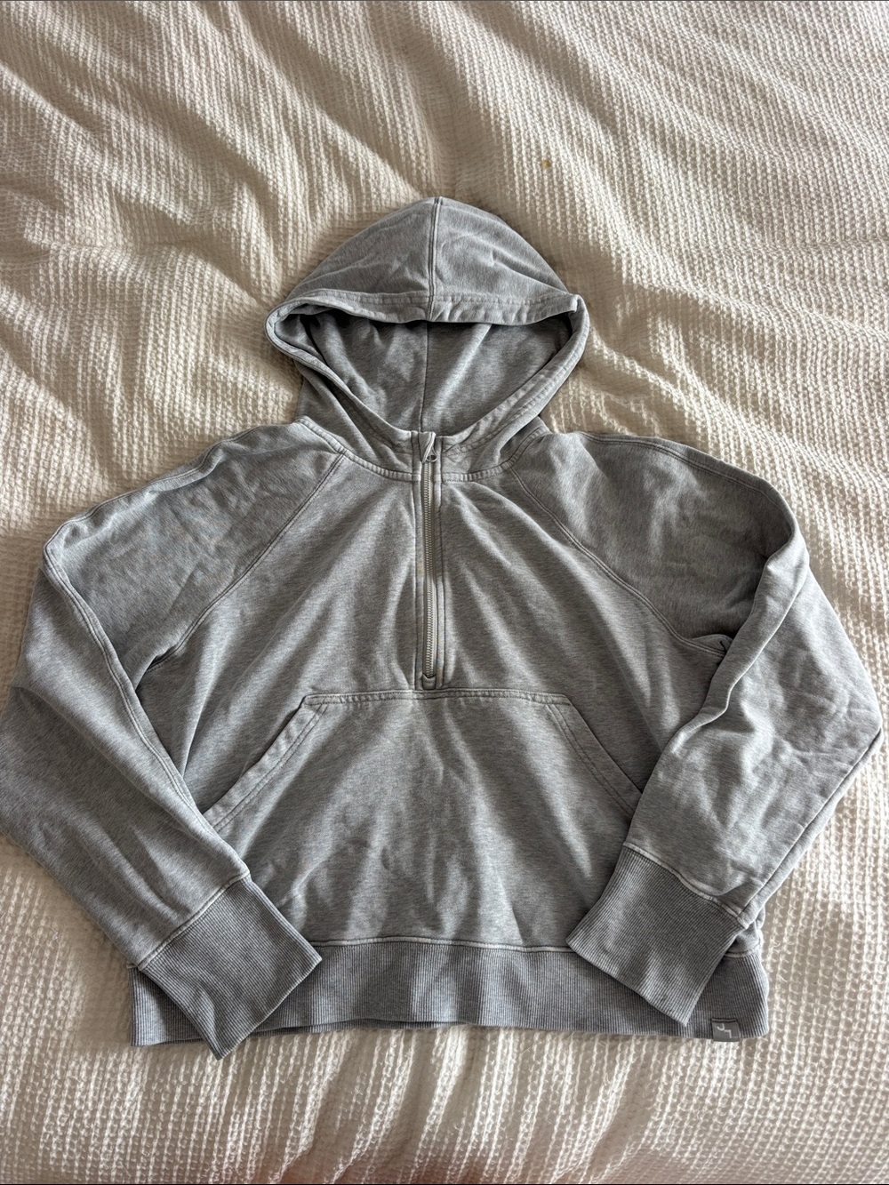 Gray Half-Zip Hooded Sweatshirt